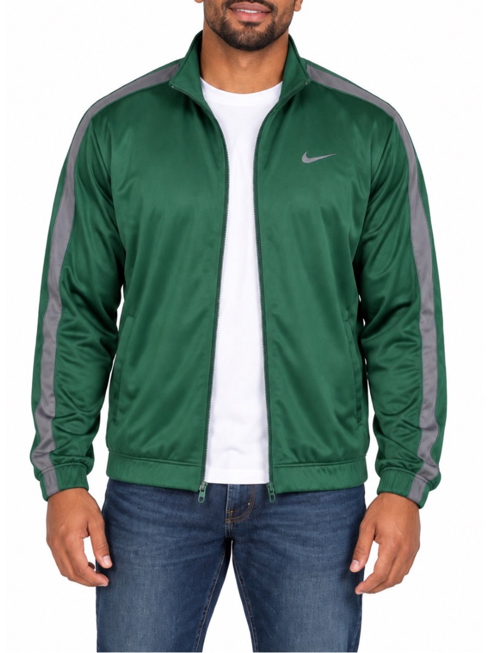 Nike Men’s full-zip track jacket in a rich forest green- Small